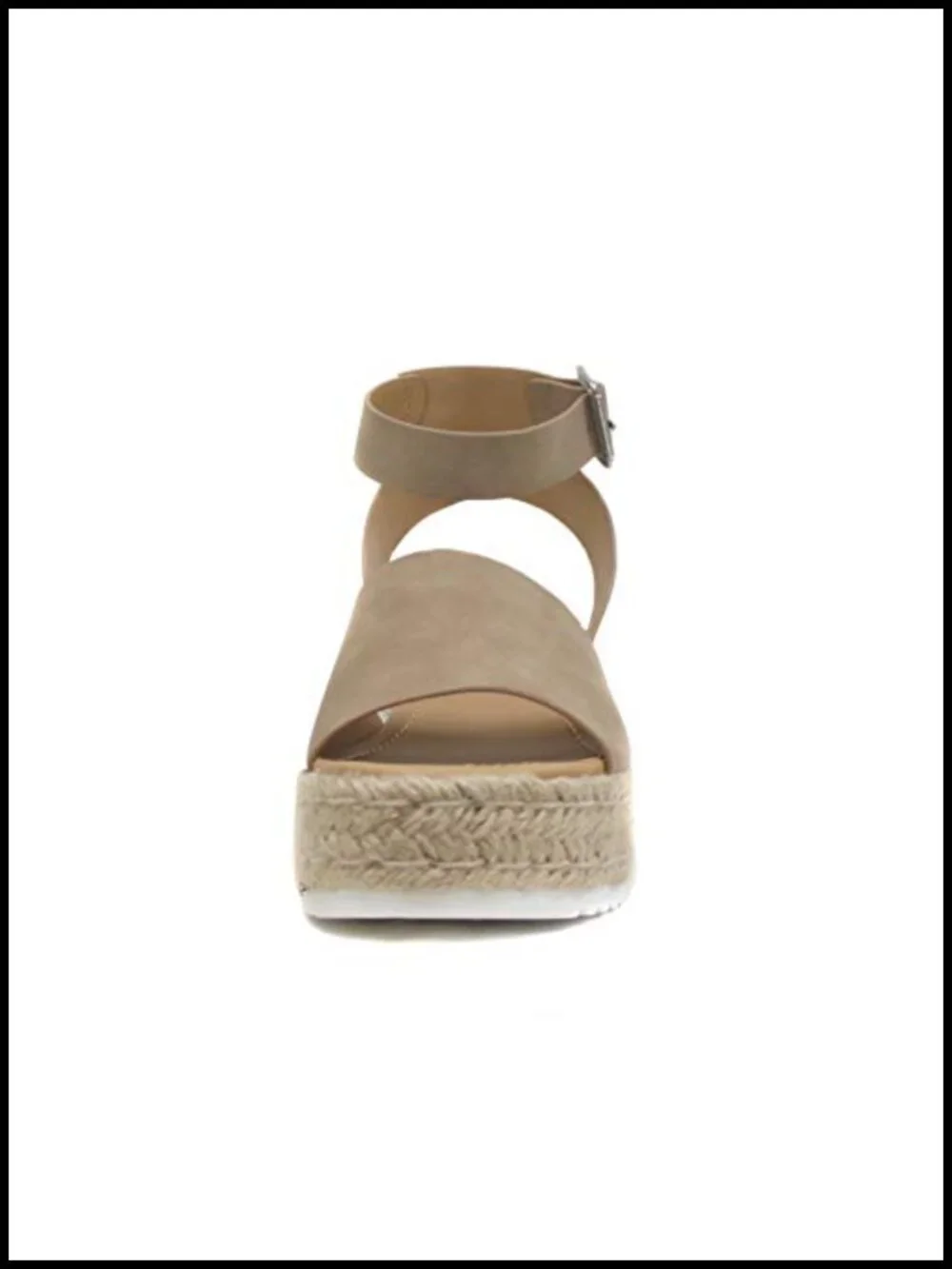 Open Toe Buckle Ankle Strap Espadrilles Flatform Wedge Sandal